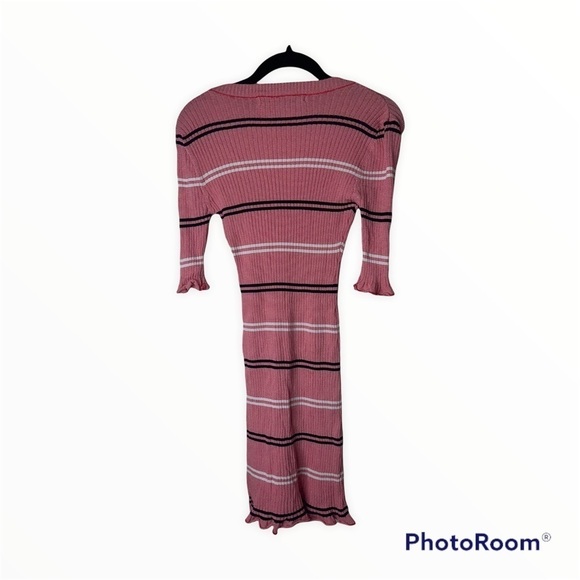 English Factory Pink Striped Ribbed Short Sleeve Sweater Dress Size S - Picture 8 of 8